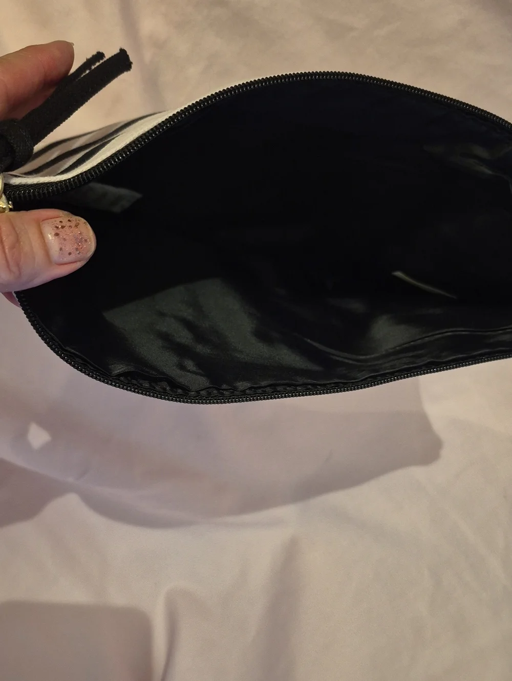 NWOT Victoria's Secret Black & White Stripe Cosmetic Pouch